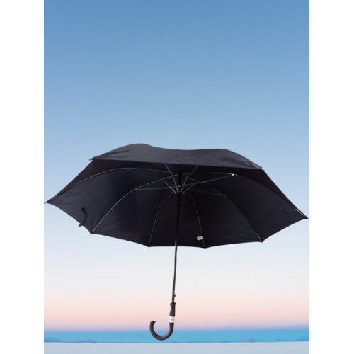 Paraguas negro de 27", 68 cm, automático y mango curvo