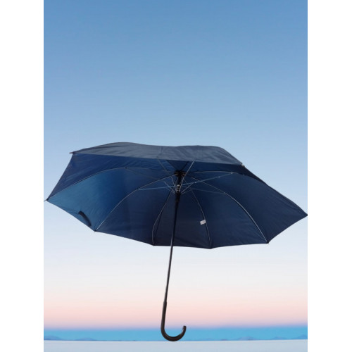 Paraguas azul marino de 28", automático y mango curvo