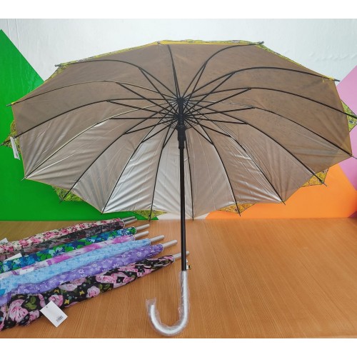 Paraguas reforzado con 16 varillas y doble tela CON FILTRO SOLAR