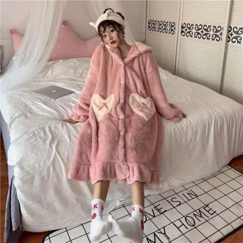 Pijama mameluco rosa con corazones para invierno PIJINF04