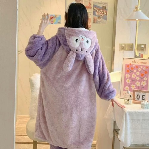 Pijama mameluco de conejo color morado para invierno  PIJINF06