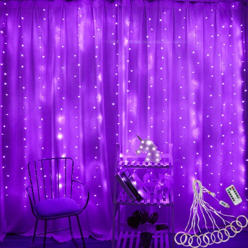 Cortina de luz 3M luces violeta S-60108