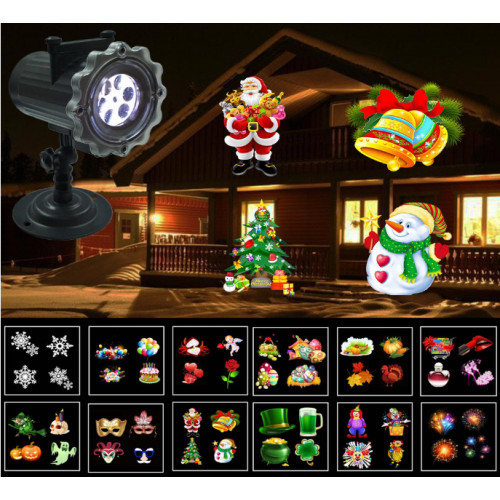 Lámpara de proyección de 12 tarjetas diferentes figuras de navidad, Halloween, fiesta y más SD31