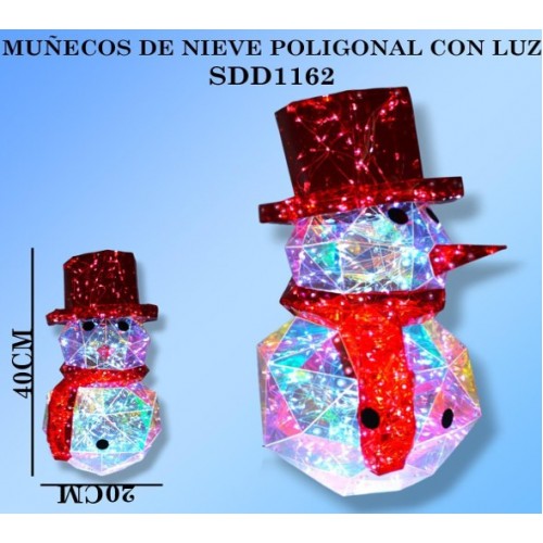 Muñeco de nieve navideño poligonal con bufanda 40x20cm SDD1162