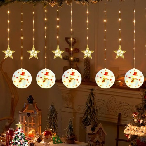 Luces led de estrella, muñeco nieve 10 luces navideñas colgantes anillo de luz led adornos navideño SDD1166