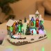 Decoración de centro de mesa de Navidad,Papá Noel montando en trineo,con árbol de Navidad y edificios de pueblo,con luces LED,música de Navidad y con rotación SDD1170