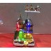 Decoración de centro de mesa de navidad,Papá Noel montando en trineo arriba de la casa con luces led y música con rotación 12.5 x10x19.5CM SDD1181