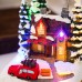 Decoración de centro de mesa de navidad de casa con carro enfrente y rotación en la parte de arriba,con luz led y música 10x12x20CM  SDD1183
