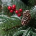 Árbol de navidad puntiagudo blanco + agujas de pino + frutos rojos 210cm SDS119