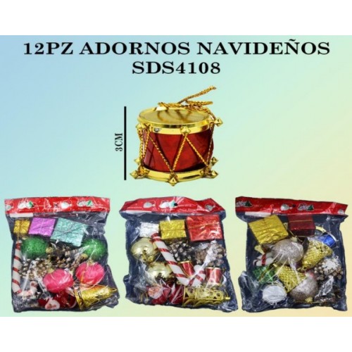 Paquete de adornos navideños de 12pzs SDS4108