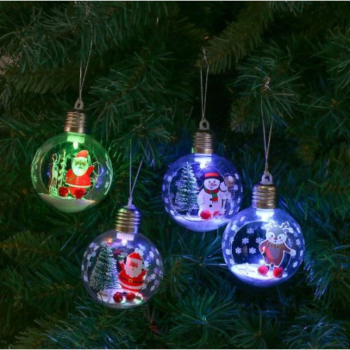 Adornos navideños colgantes con luz LED en forma de esfera SDS414