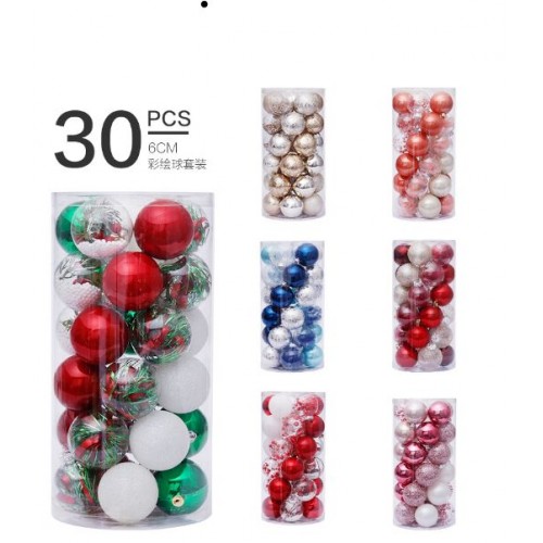 Esferas navideñas varios colores de 30 pcz SDS4150