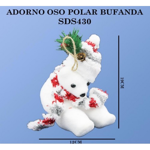 Oso polar navideño con bufanda y gorro SDS430