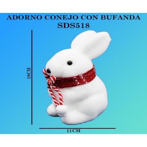 Adorno figura navideña de conejo con bufanda 16*9*9CM SDS518