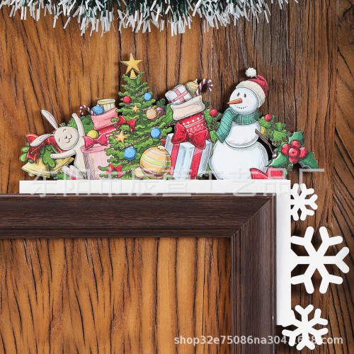 Adorno de Decoración navideño de madera para Marco De Puerta,22.3CM*20.2CM SDS706