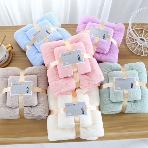 Juego de toallas absorbentes para el hogar (1 toalla + 1 toalla de baño) 75*35cm+70*140cm SJ03