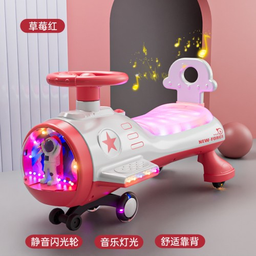 Carro giratorio eléctrico,modelo de astronauta para niños 1-3 años en color rojo (con luces y música) SM936