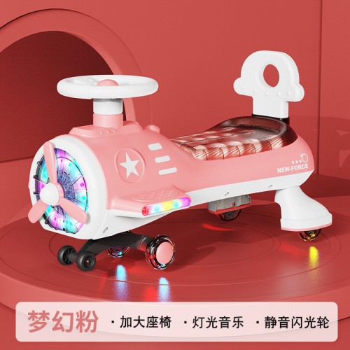 Carro giratorio eléctrico,modelo de avión (con luces cool+música) en color rosa SM939