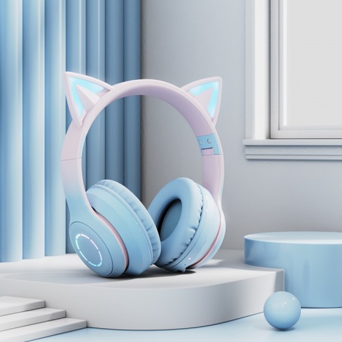 Audífonos de diadema bluetooth con orejas de gato ST89M