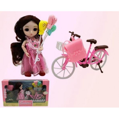 Juguete de muñeca con juego de bicicleta