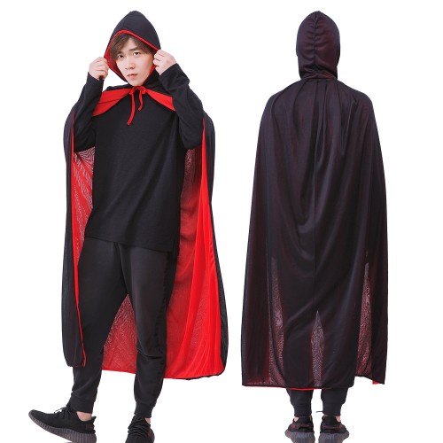 Capa de vampiro para halloween de doble vista en rojo y negro de 120cm WS150