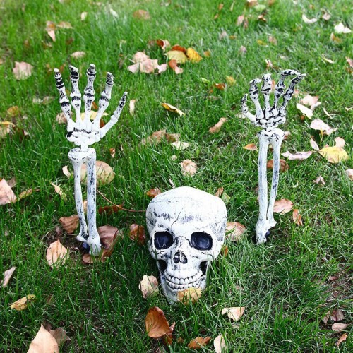 Set de 3pzs de cabeza y brazos de esqueleto de Decoración para halloween para el jardín WS193