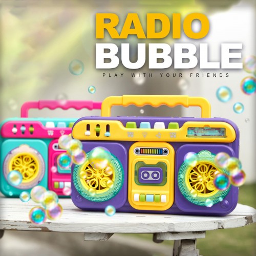Máquina de burbujas en forma de radiograbadora con luz y sonido ZR205